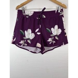 Athleta Baja Shorts Womens 8 Purple Floral Hawaiian Pockets Athletic High Waist